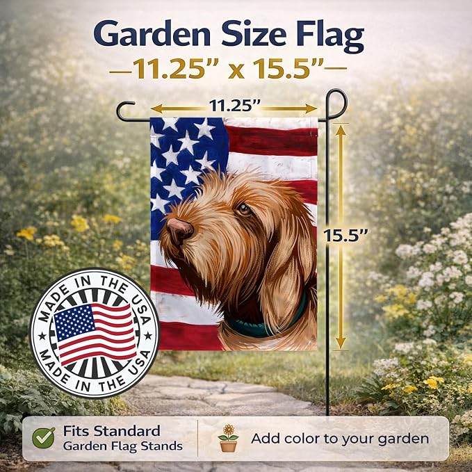 Caroline's Treasures CK6553GF Griffon Fauve de Bretagne American Flag Garden Flag Mailbox Flag Decorative Yard Flag Banner Outside Patio Artwork Yard Flower Beds, Garden Size, Multicolor