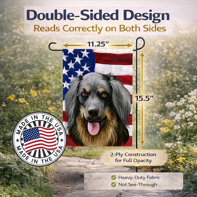 Caroline's Treasures CK6561GF Hovawart Dog American Flag Garden Flag Mailbox Flag Decorative Yard Flag Banner Outside Patio Artwork Yard Flower Beds, Garden Size, Multicolor