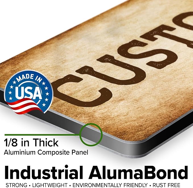 Custom Sign, Custom Street Sign, 11 Font Colors, 13 Font Styles, 4 Hole Options, 22 Sizes, 6x18 Inches, Rust Free DiBound, Fade Resistant, Made in USA by My Sign Center (Vintage)
