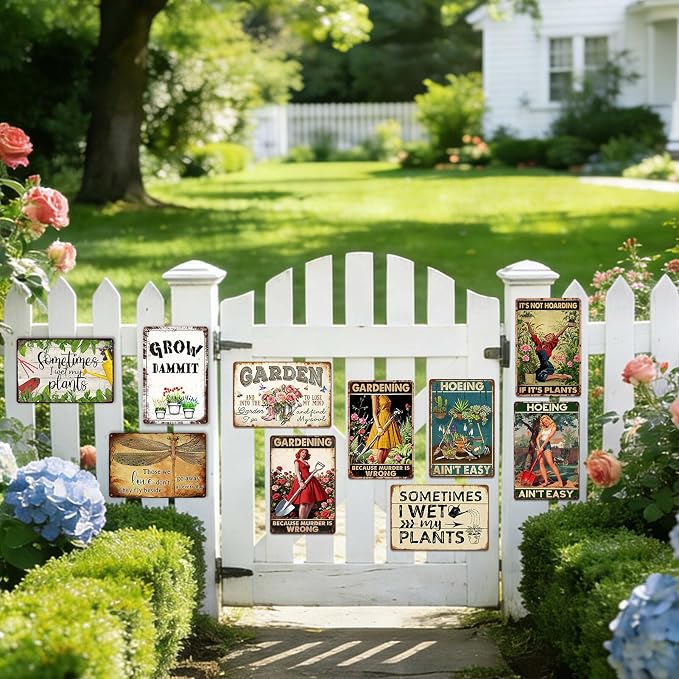 Funny Garden Metal Signs For Outside Gardening Gifts For Women Plant Lover Gifts Hoeing Ain’T Easy Sign Yard Decorations Outdoor Best Gift For Gardeners Garden Decor Funny Plant Signs 12x8 Inch