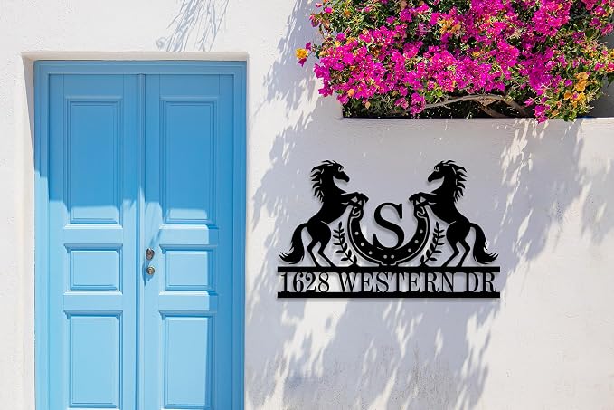 Personalized Horse Metal Address Sign, House Numbers for Outside, Home Address Numbers, Custom Metal House Numbers Sign for Outside, Address Plates for Outside