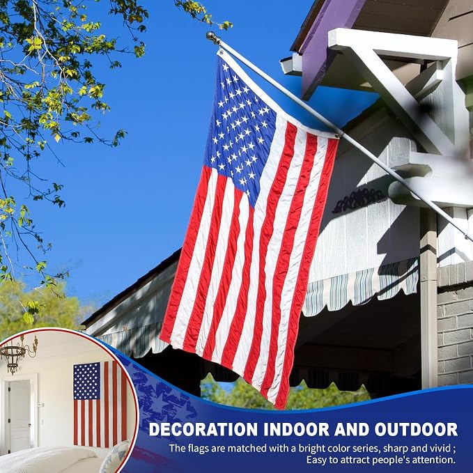 American Flag 3x5 Ft for Outside Heavy Duty, High Wind Outdoor US Flag, Fade Resistant Waterproof USA Flag with Embroidered Stars, Sewn Stripes,2 Upgraded Brass Grommets