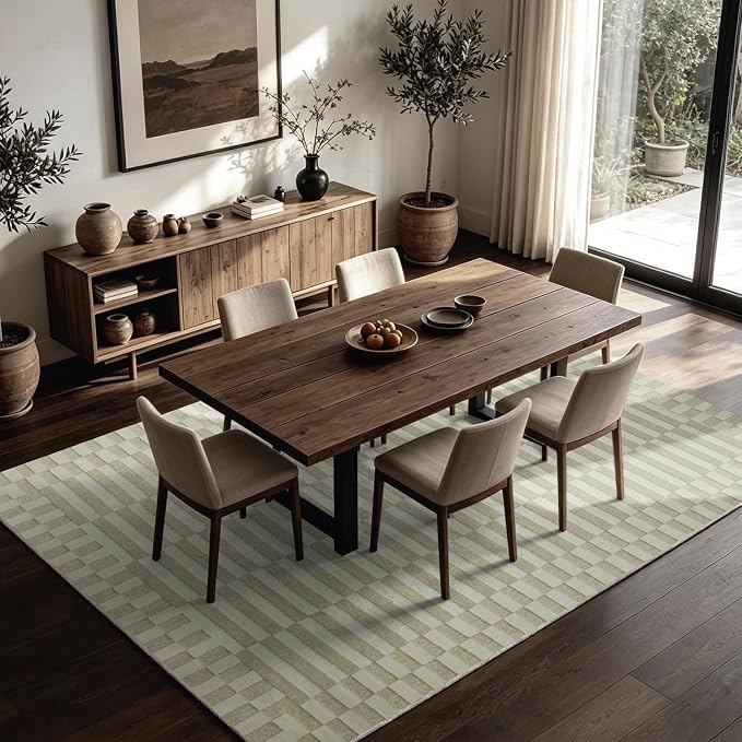 8x10 Washable Area Rugs for Living Room,Bedroom,Dining Room,Nursery- Beige | Ultra Soft,No Creases,Non-Slip,Non-Shedding,Machine Washable,Neutral Boho Low Pile Carpet for Hardwood,Home High-Traffic Area