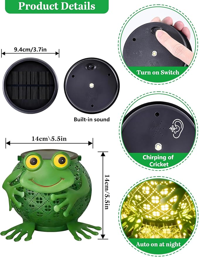 Solar Lanterns Outdoor, Solar Lights Outdoor Garden Decor, Waterproof Outdoor Hanging Lantern Solar Garden Lights Frog for Outside Patio Yard, Lawn, Porch, Backyard Decoration