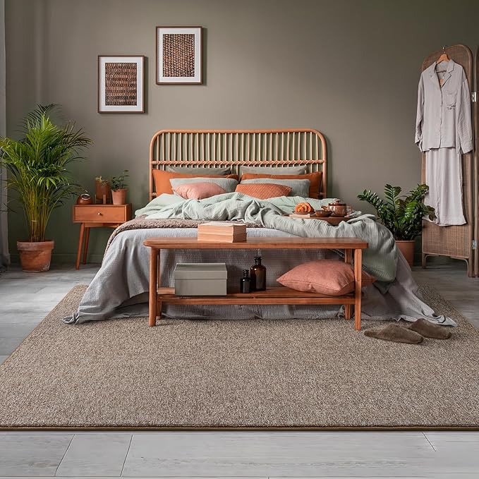 AROGAN 5x7 Area Rugs for Living Room Non Slip Dorm Bedroom Rug, Matte Brown | Modern Area Rugs with Soft Memory Foam, Minimalist Washable Indoor Floor Carpet for Dining Room Office Kids Playroom Decor