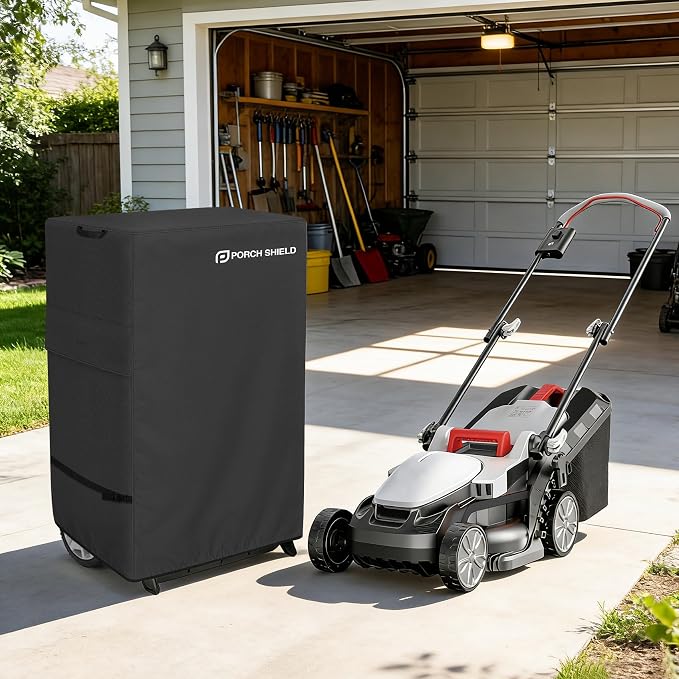 Porch Shield Cordless Lawn Mower Cover – Waterproof Electric Lawnmower Cover fit for 20-21 inches Folding Walk Behind Mower 25" L x 19" D x 41" H, Black