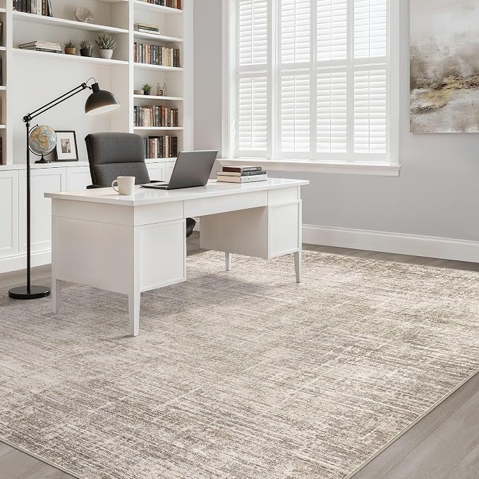 LOONGRUG 5x7 Area Rug Washable Neutral Modern Rug for Living Room Brown | Abstract Soft Stain Resistant Indoor Floor Non-Slip Carpet for Bedroom Nursery Kids Office Playroom