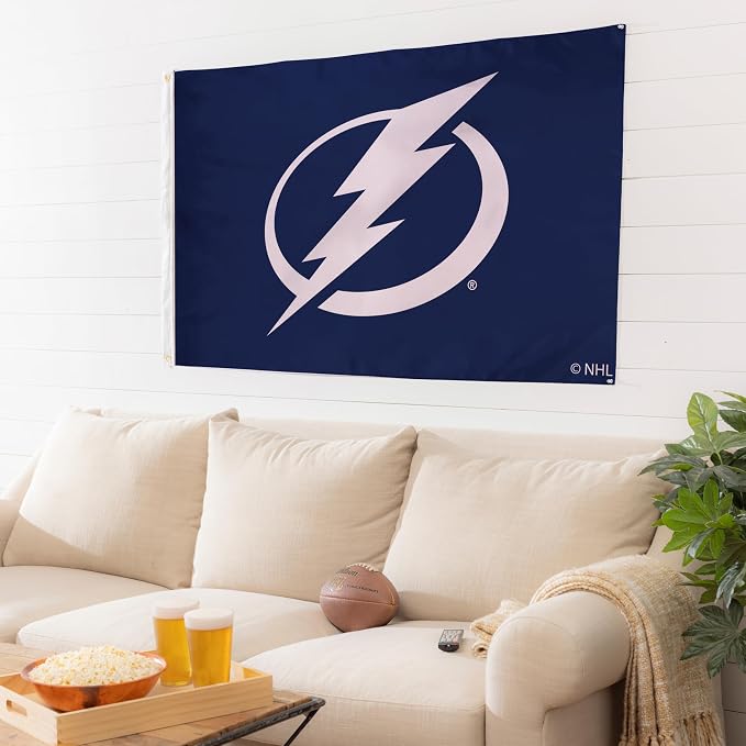 NHL TAMPA BAY LIGHTNING 3' x 5' Outdoor Durable Flag with Grommets, Heavy Duty Flag & Banner for Outdoor Garden Patio, Indoor Wall Decor Flag for Room, Works with Flag Poles for Outside House