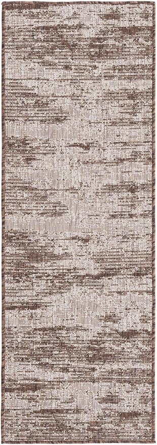 Unique Loom Outdoor Modern Collection Area Rug - Cartago (2' x 6' 1" Runner, Brown/ Ivory)