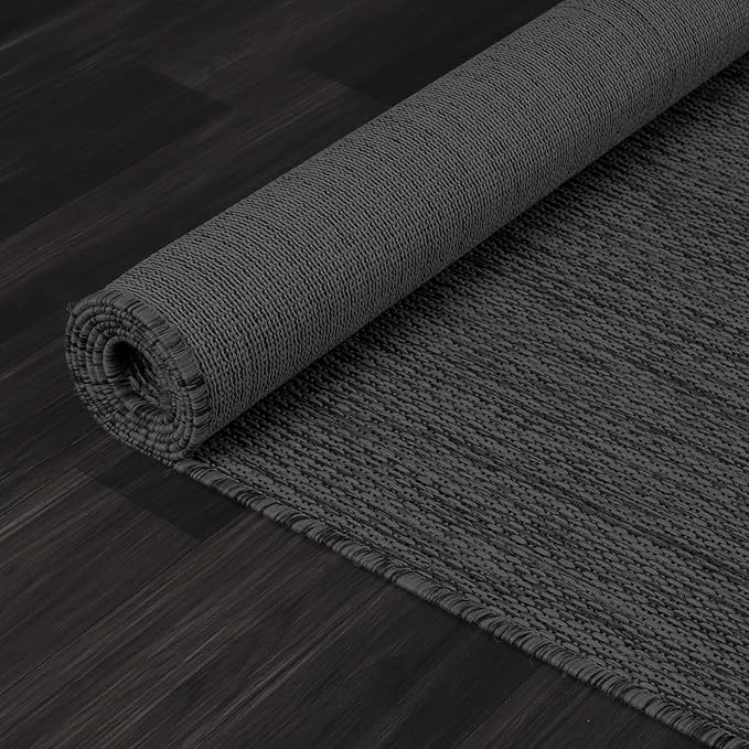 Beverly Rug Indoor Outdoor Rug 9x12, Washable Outside Carpet for Patio, Deck, Porch, Solid Modern Area Rug, Water Resistant, Dark Gray