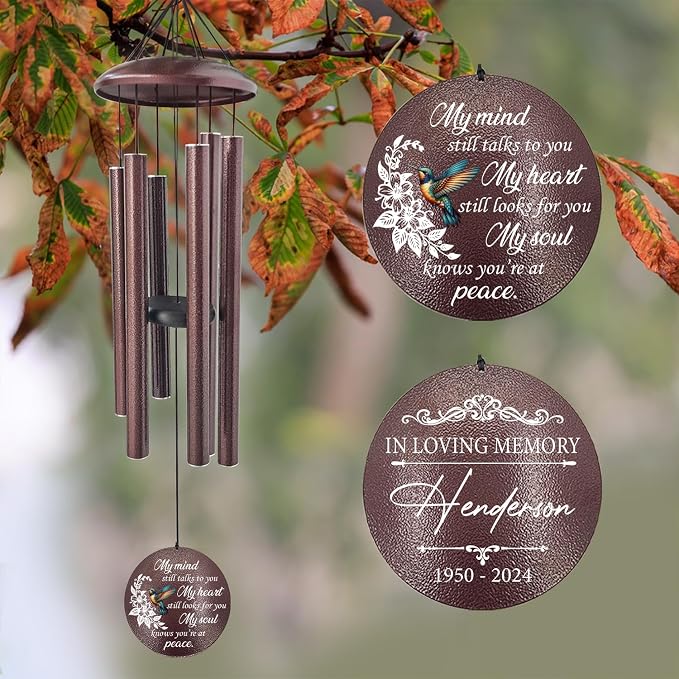 ASTARIN 36" Large Deep Tone Personalized Sympathy Wind Chimes, Memorial Wind Chime for Loss of Mother Father Loved One, Bereavement Gifts Decor Outdoor Patio Garden Graveyard, Produced in Texas