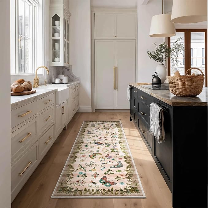 Machine Washable Runner Rugs for Entryway: 2'x6' Kitchen Rug Stain Resistant Non Slip Low Pile Soft Carpet Runners for Hallways Indoor Entryway Kitchen Living Room Bedroom Bedside Farmhouse