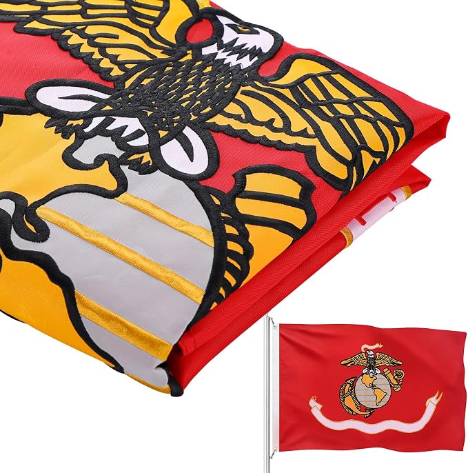 Double-Sided Embroidered Flags for Outside 3x5-210D Oxford Fabric Weatherproof Military Flags with 2 Brass Grommets for Garden Patio Decor, Gift for Veteran & Service Member (Red)