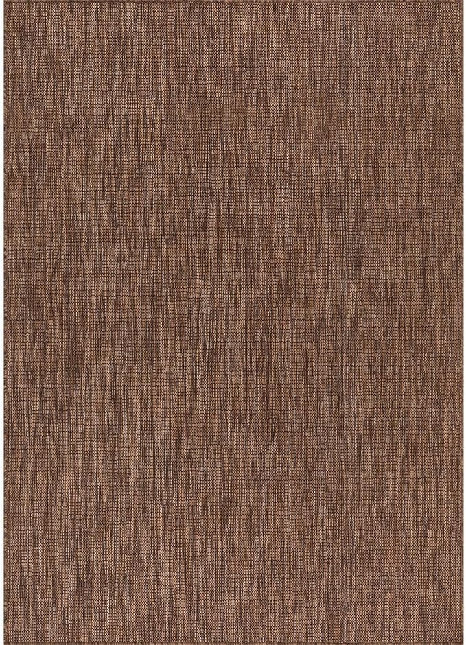 Washable Indoor Outdoor Rug Weather Resistant Carpet Modern Solid for Porch Deck Balcony Backyard Patio Rug 8x10 Gold Brown