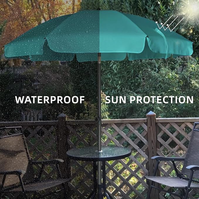 AMMSUN Patio Umbrella, 6.5 ft Outdoor Table Umbrella with Tilt Steel Pole, UPF50+ Protection, Great for Outdoor Garden Backyard, Turquoise Green