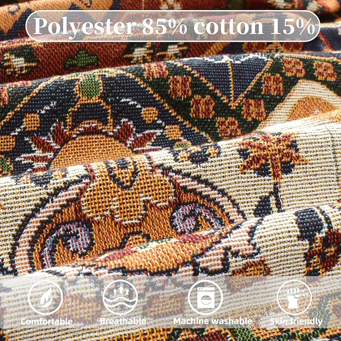 Boho Throw Blanket Reversible Cotton Bohemian Tapestry Hippie Room Decor Outdoor Blanket Double Sided (Boho Patten 50"x60")