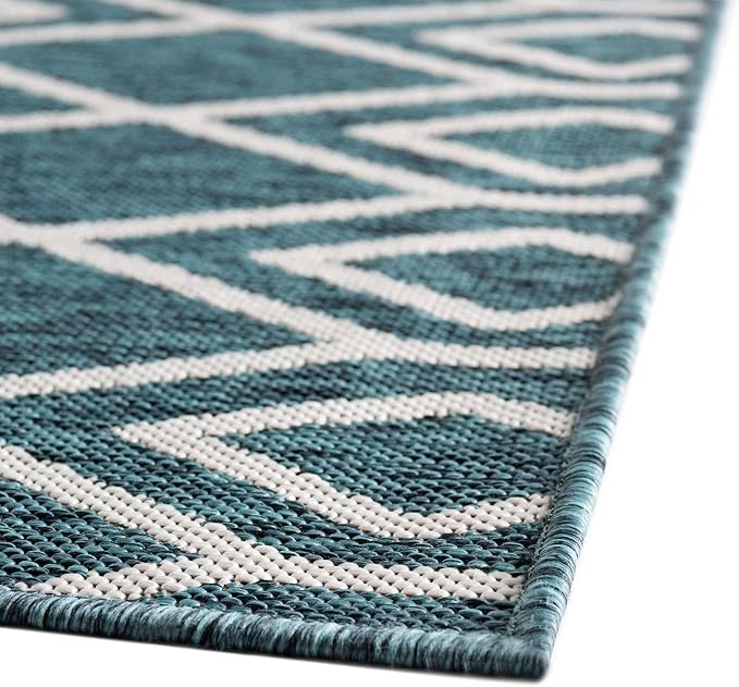 Jill Zarin Outdoor Collection Area Rug - Turks and Caicos (6' x 9' Rectangle Teal/Ivory)
