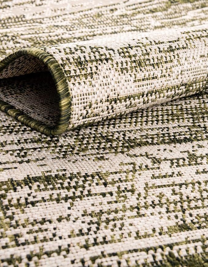 Unique Loom Outdoor Modern Collection Area Rug - Cartago (2' 2" x 3' 1" Rectangle, Green/ Ivory)