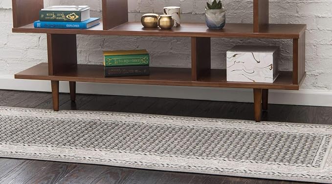 Unique Loom Williamsburg Collection Traditional Border with Dotted Center Area Rug, Runner 2' 9" x 9' 10", Gray/Beige
