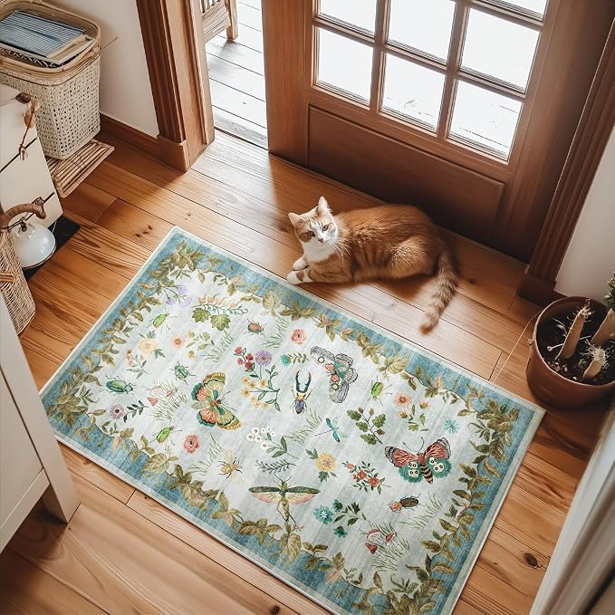 2x3 Washable Throw Rugs for Entryway: Door Mat Indoor Entrance Small Area Rug Non-Slip Low Pile Soft Kitchen Rug for Front Door Indoor Entrance Bedside Entry Kids Room