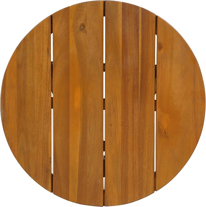 Christopher Knight Home Esther Small Outdoor Round Side Table, Slat Panel Coffee Table, Acacia Wood Side Desk for Backyard Balcony Garden, Weather Resistant Small Patio End Table, Teak