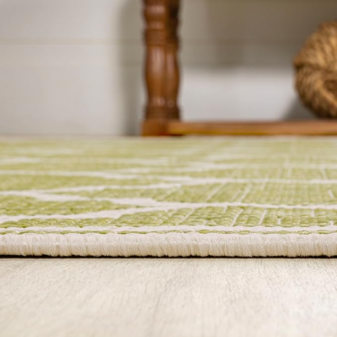 JONATHAN Y Moroccan Trellis Indoor Outdoor Area Rug 9X12 Green/Cream, Trebol Textured Weave for Backyard, Patio, Porch, Easy-Cleaning, High Traffic, Pet-Friendly, Non-Shedding (SMB109G-9)