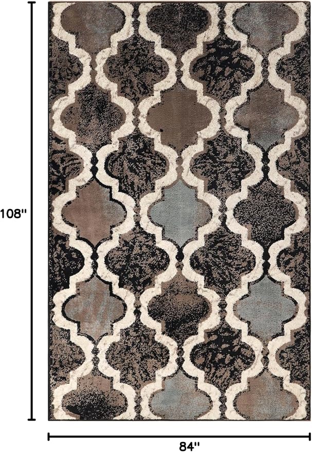 Superior Modern Indoor Area Rug, Non Slip Rug, 7'x9', A Chocolate | Geometric Design Floor Décor, Easy Care High Traffic Areas Living Dining Room, Bedroom, Office, Entryway, Viking Collection