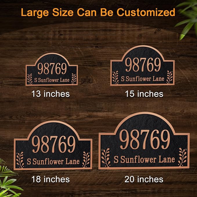 Customizable Address Sign - LAWN MOUNTED Plaque Outdoor House Number for Home,Outside Street Name Garden Décor Arched Style 6