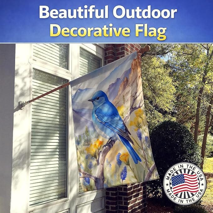 Caroline's Treasures Nevada Mountain Bluebird House Flag Large Porch Sleeve Pole Decorative Outside Yard Banner Artwork Wall Hanging, Polyester, House Size, Multicolor