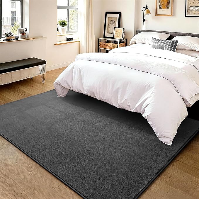 Vasofe Grey 6x9 Rugs, Large Area Rug for Living Room Bedroom, Modern Carpet | Thickened Memory Foam Carpets, Minimalist Rug for Boys Room, Office, Playroom, Classroom, Soft, Non Slip Washable Carpet