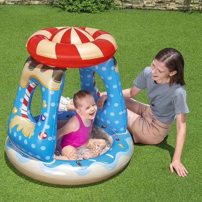 Bestway: H2OGO! Candyville Playtime Pool - 36 x 36 Inflatable Baby Mini Splash Pool, UV Protection Sunshade, Candy Inspired Design, Toddler & Kids 2+