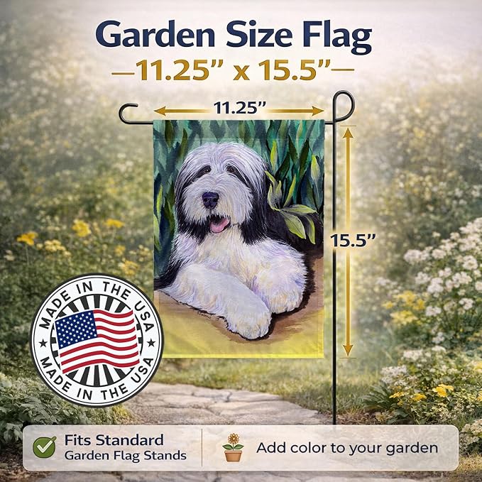 Caroline's Treasures SS1038GF Bearded Collie Garden Flag Mailbox Flag Decorative Yard Flag Banner Outside Patio Artwork Yard Flower Beds, Garden Size, Multicolor