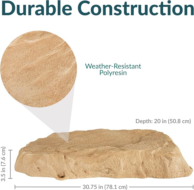 Sunnydaze 3.5” H Flat Faux Landscape Rock Cover - Lightweight Polyresin Fake Rock Well Pump Cover for Outside – Realistic Natural Texture – Sand - Set of 2
