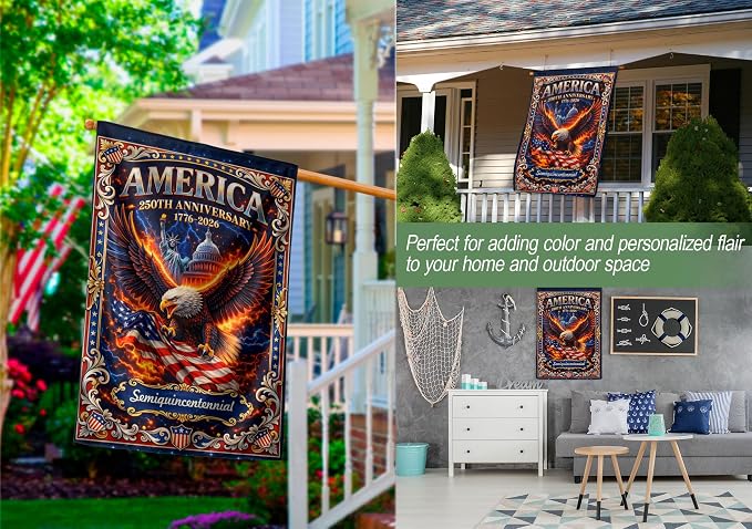 250th Anniversary Patriotic Design, 1776-2026 Commemorative, 250 Anniversary Usa Flag, Garden Flags For Outside, Front And Back Print 4 (30x40 Inch)