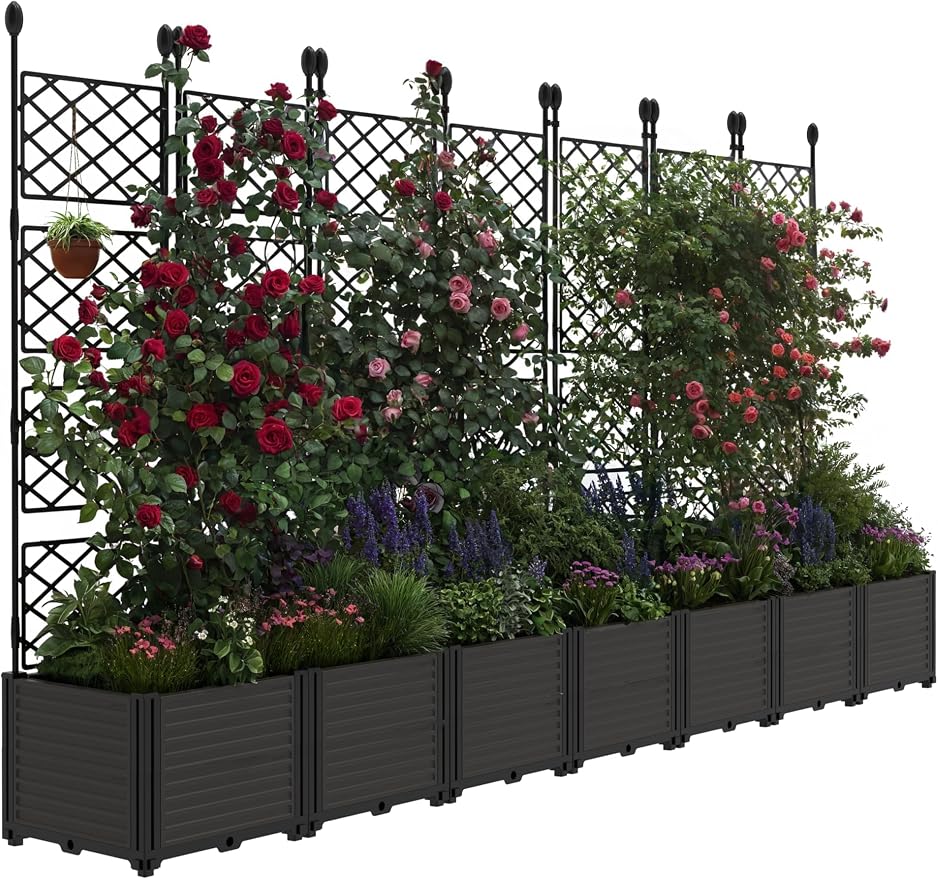 Planter Box WithTrellis,Planter Box for Climbing Plants/Vines,50x63In Garden Trellis,for Vegetables Flower, Planter Box for Backyard Patio Balcon