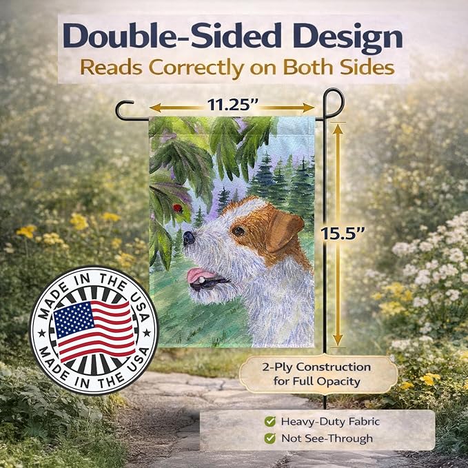 Caroline's Treasures SS8211GF Jack Russell Terrier Garden Flag Mailbox Flag Decorative Yard Flag Banner Outside Patio Artwork Yard Flower Beds, Garden Size, Multicolor