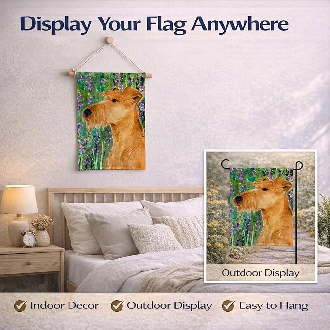 Caroline's Treasures SS1004GF Irish Terrier Garden Flag Mailbox Flag Decorative Yard Flag Banner Outside Patio Artwork Yard Flower Beds, Garden Size, Multicolor