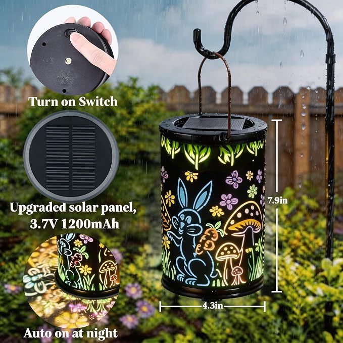 Solar Lanterns Outdoor Waterproof, Solar Lights Outdoor Garden Decor, Gifts for Women Mom Grandma Mother's Day, Solar Powered Decorative Lanterns for Outside, Patio, Yard, Lawn, Porch