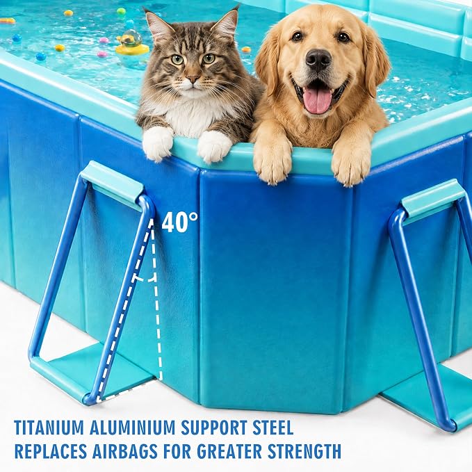 Large Foldable Pool, Non Inflatable Swimming Pool, Foldable Pool for Adults and Kids, Thickened Portable Collapsible Pool for Backyard and Outdoor Use, 116" x 65" x 21"