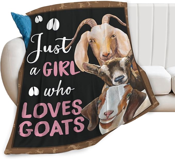 Goat Blanket Gift Just A Girl Who Loves Goats Cozy Plush Throw Blanket Flannel Fleece Ultra Soft Fuzzy Animal Lover Party Blankets for Adult Kids Boys Women Men 50"X40"