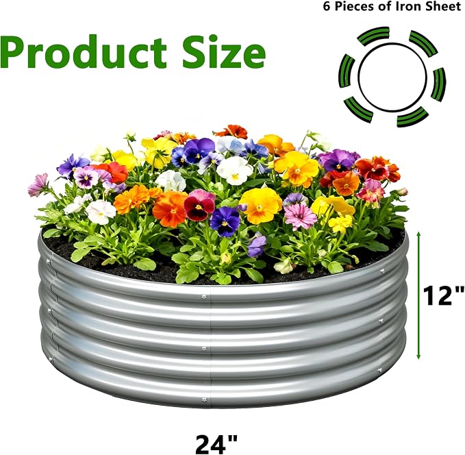3Pack 3x3x1ft Galvanized Raised Garden Bed, Planter Raised Garden Beds Outdoor, Round Clearance Raised Garden Beds for Gardening Vegetables……