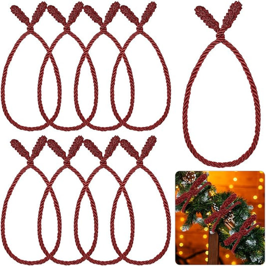 Zhengmy 8 Pcs 20 Inches Christmas Garland Ties Christmas Decorative Twist Ties for Banister Reusable and Flexible Twist for Xmas Home Decorations Holiday Craft Wrapping (Burgundy)