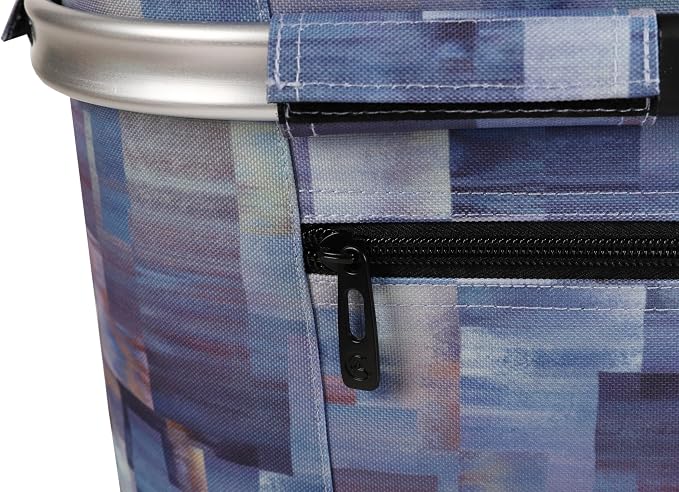 ALLCAMP Picnic Basket - Insulated Cooler, Thickening Foldable Picnic Basket with Removable Baskets & Sewn-in Frame, Basket for House Warming Gifts New Home(Purple Pattern)