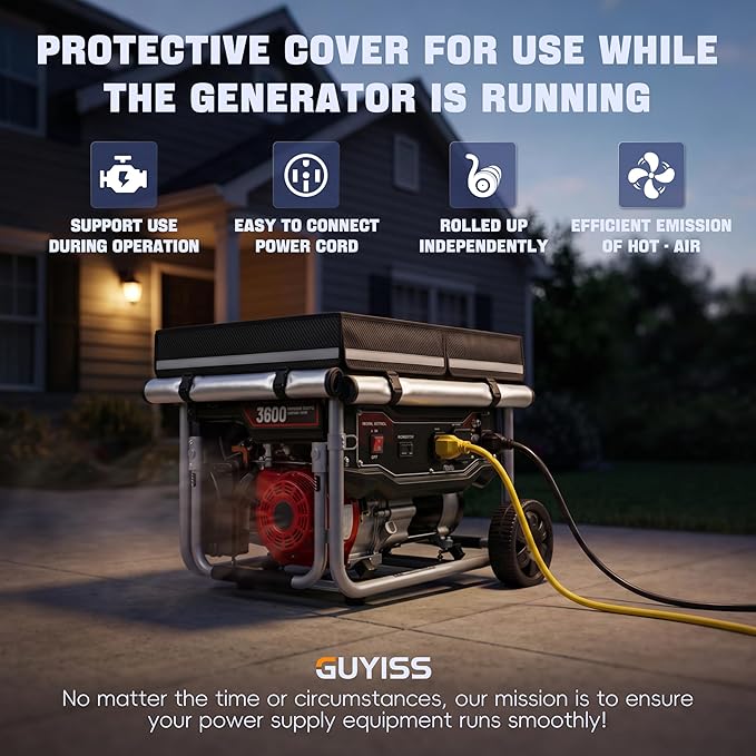 Generator Covers While Running. 32x24x24 Inch Generator Cover, 900D+210D Heavy Duty Waterproof, PVC Transparent Visual Operation Window, Top Can Be Opened for Refueling. Black