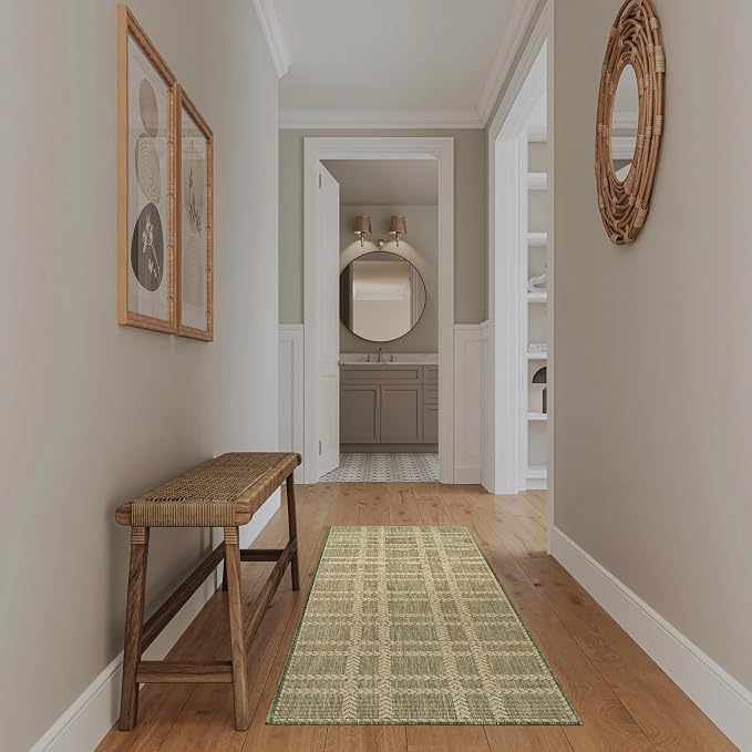 Nourison Home Horizon Indoor/Outdoor Green 2'2" x 8' Area Rug - Easy Clean, Non Shedding, Bed Room, Living Room, Dining Room, Kitchen (8' Runner)