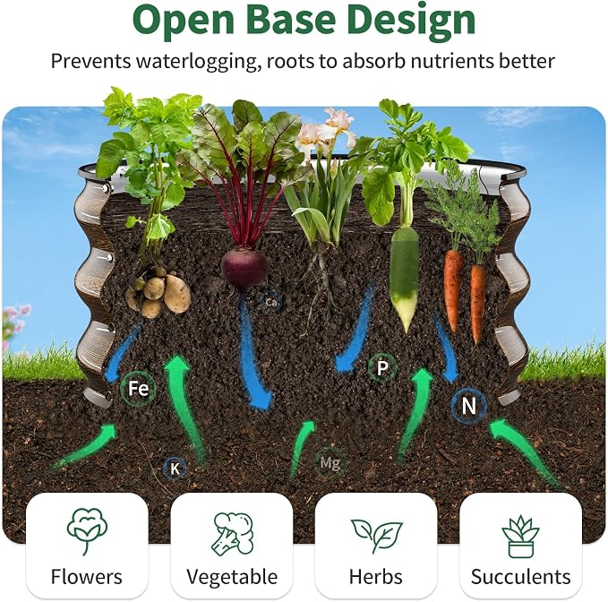 Kesfitt Round Metal Raised Garden Bed, 2x2x1 FT, 12-Inch Deep Galvanized Steel Garden Bed with Open Bottom for Vegetables & Herbs, Walnut Finish, 3 Pack