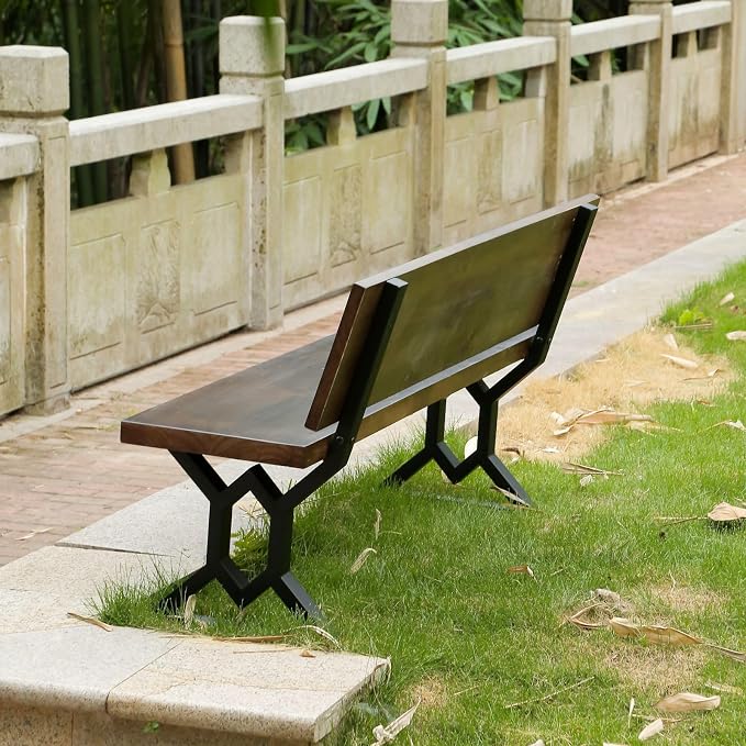 16 Inch Metal Bench Legs,Backrest Bracket Set of 2 | Ideal for DIY Projects with Butcher Block Countertops and Wood Slab Benches Indoor/Outdoor(W 17.8" x H16)