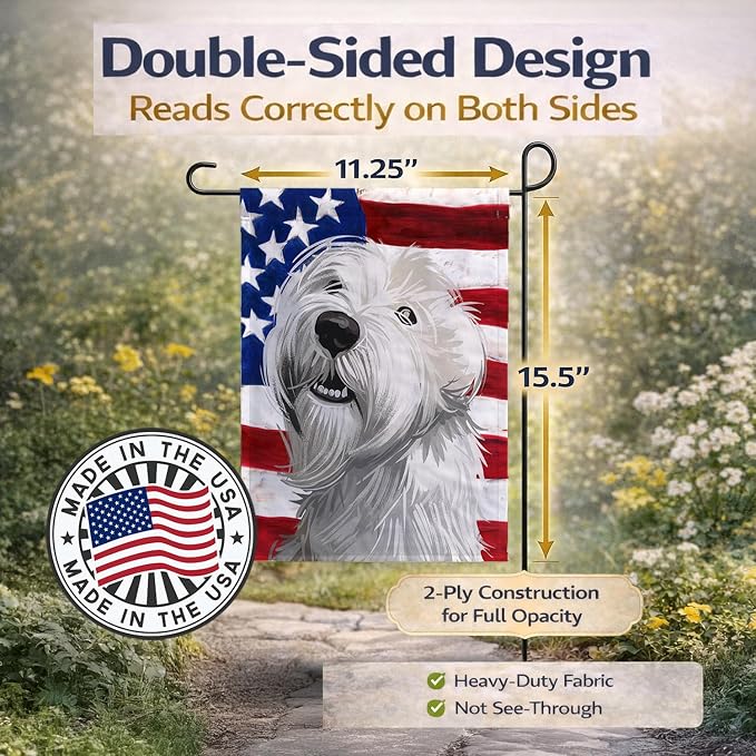Caroline's Treasures CK6697GF Sealyham Terrier American Flag Garden Flag Mailbox Flag Decorative Yard Flag Banner Outside Patio Artwork Yard Flower Beds, Garden Size, Multicolor