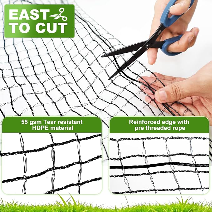 Deer Fence Netting, 4x100ft Heavy Duty Plastic Mesh Deer Fencing, 55GSM Garden Fence Animal Barrier, Bird Netting for Garden Protection, Reinforced Edge Temporary Fence for Tree Vegetable Raised Bed