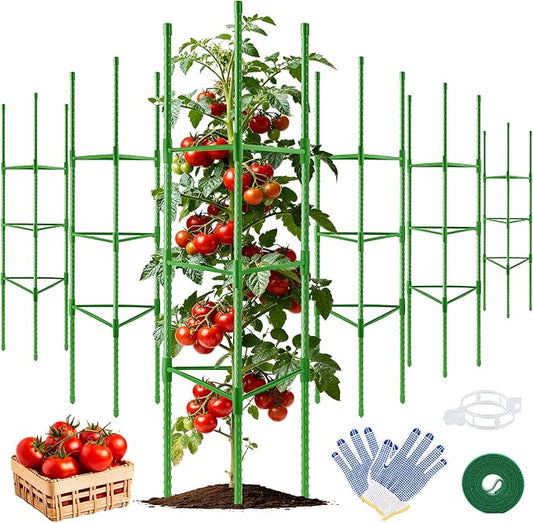 WAENLIR 6 Pack Tomato Cages for Garden, Up to 51 Inch Tomato Trellis for Raised Garden Bed, Plant Stakes for Pots, Durable Tomato Plant Support Garden Stakes for Climbing Plants
